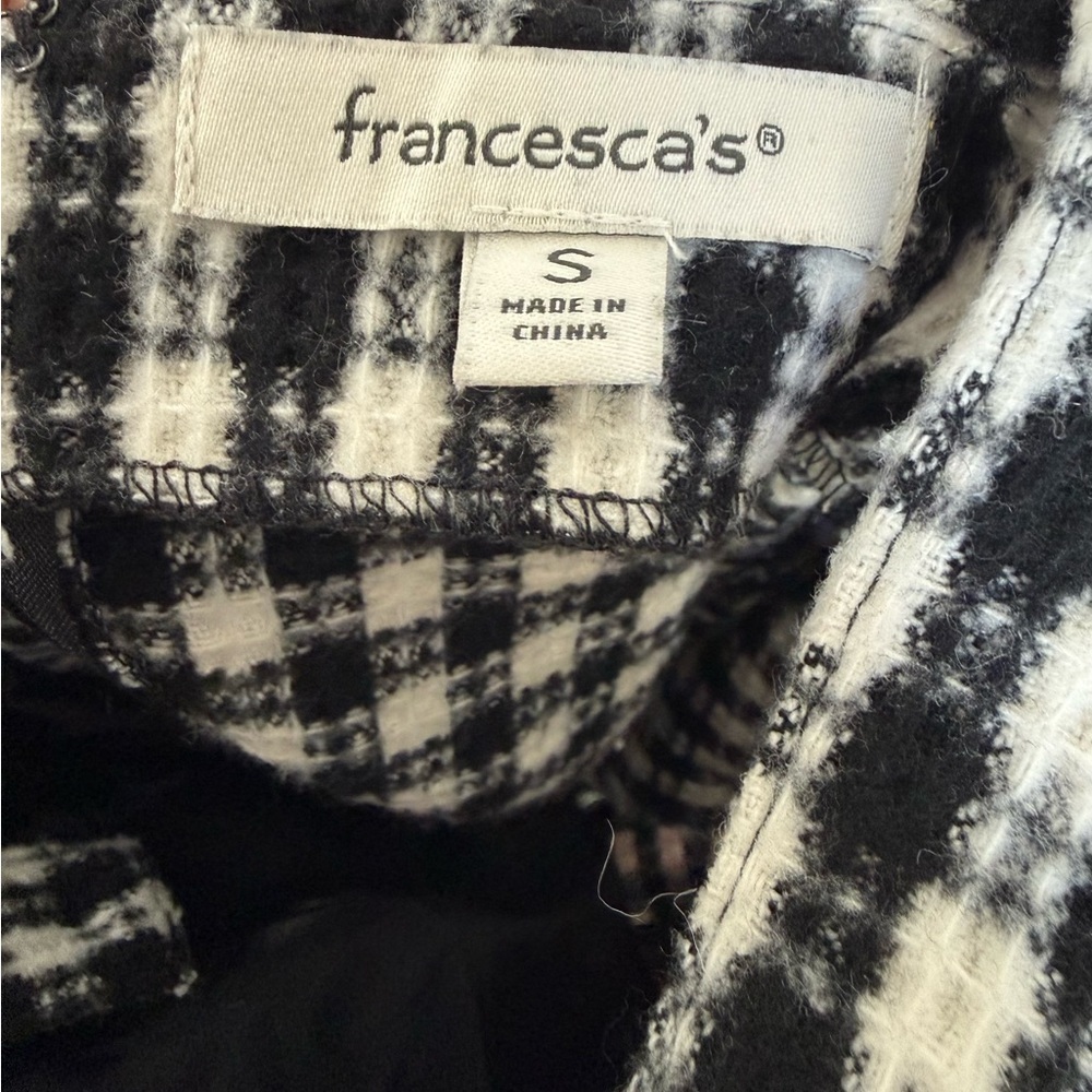 Francesca's Collections Black & White Gingham Mini Pinafore Dress - Picture 6 of 7